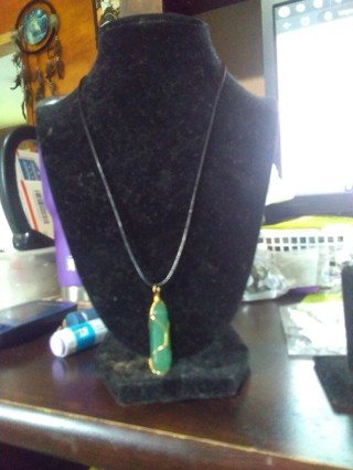 Natural Stone Pendant Necklace Green