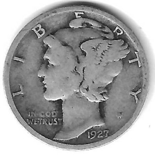 1927 Mercury Dime 90% Silver U.S. 10 Cent Coin