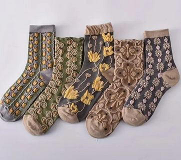 3D Floral Textured Socks