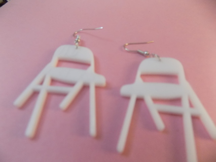 New acrylic white folding chair earrings French Hook 2 1/2 inch