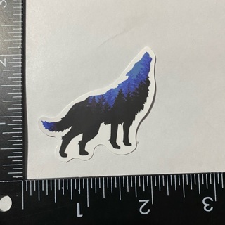 Howling night wolf and trees large sticker decal NEW 