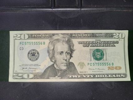 Series 2017 A $20 Fancy serial number. (Trinary, 6 of a kind, 5 in a row)