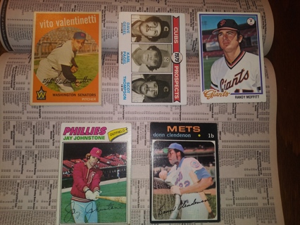 Five card vintage baseball lot