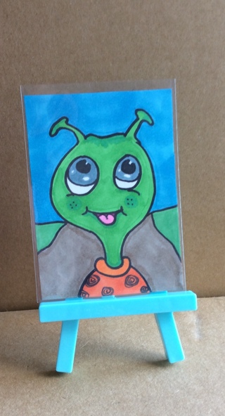 Mece The Alien origional drawing aceo Limited sale