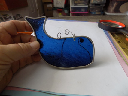 5 inch blue stained glass whale suncatcher/ornament