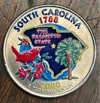 2000 P South Carolina State Colorized Washington Quarter Dollar BU