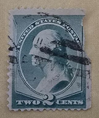 One Vintage .02 US Postage Stamp Damage to Upper Right.