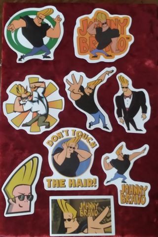 9 - " BEEFCAKE, JOHNNY BRAVO " STICKERS ( 1 FREE STICKER WITH WIN)