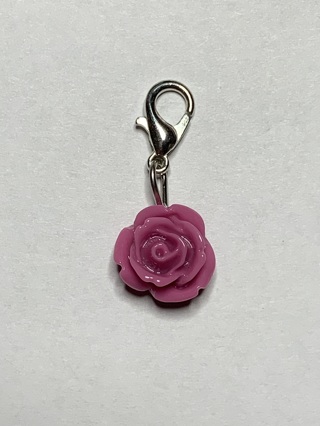 ❣ROSE DANGLE FLOWER CHARM~PINKISH/PURPLE #1~WITH LOBSTER CLASP~FREE SHIPPING❣