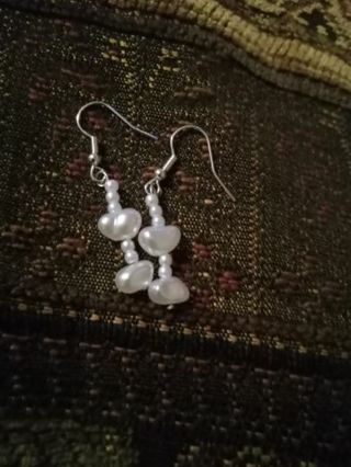 Double imitation pearl hook earrings new lightweight