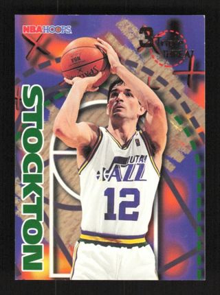 1995-96 NBA Hoops Triple Threat John Stockton #247 Utah Jazz Basketball Card