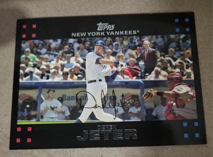 2007 Topps Derek Jeter card New York Yankees w/ Mantle & Bush