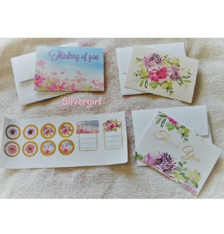 Set 3 Floral 3.5 x 5 TY Thinking of you with stickers