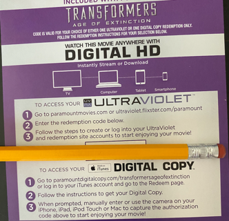 Transformers Age of Extinction Digital HD Movie Code