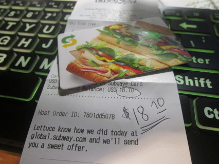 $18.70 subway card