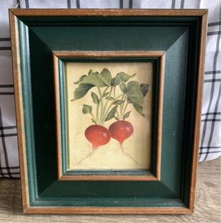 Vintage Art Print Of Onions In Painted Wood Frame 8.5X7.5” Preowned