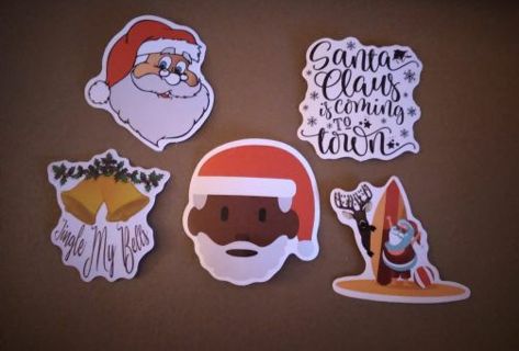 5 Beautiful Faces of Santa, Christmas Stickers