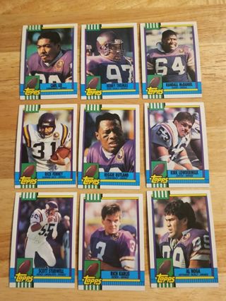 9 Card lot 90 Topps Vikings