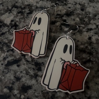 Wooden Ghost Earrings