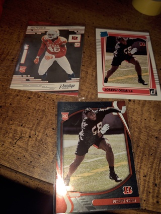 Three-card lot Cincinnati Bengals football,  Joseph Ossai, all rookies 