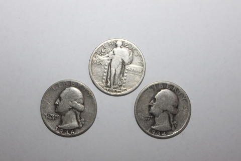 3 MISC. QUARTERS 90% SILVER