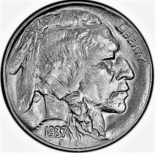 Free: 1937 P Buffalo Indian Head Nickel, Circulated, Genuine, Insured 