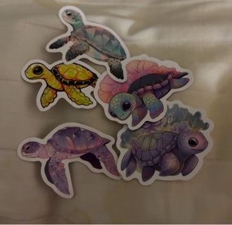 5 turtle stickers 