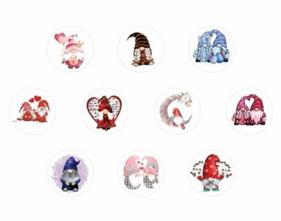 ➡️⭕(10) 1" GNOME STICKERS!! ⭕ (SET 3 of 3)⭕