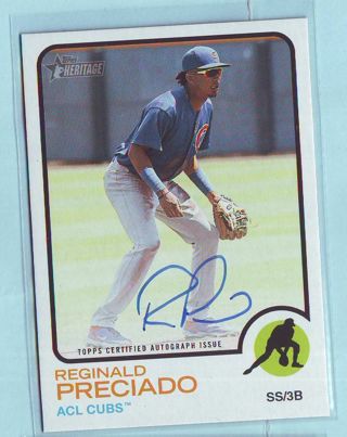 2022 Topps Heritage Minors Reginald Preciado AUTOGRAPH Baseball Card # ROA-RP Cubs