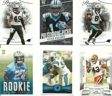 Fun Pack Football Cards:  6 Pack of Carolina Panthers Football Cards 2023 and older