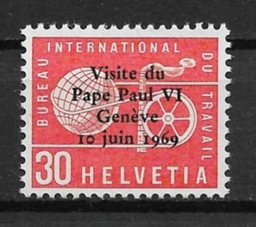 1969 Switzerland Sc3O103 Visit of Pope Paul VI to the Intl. Labor Bureau MNH