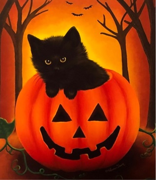 Halloween  Cat - 3 x 3” MAGNET - GIN ONLY