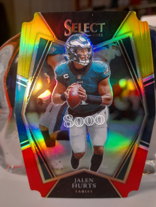 Jalen Hurts Chrome Die Cut Red, Gold Parallel Select Philadelphis Eagles 128