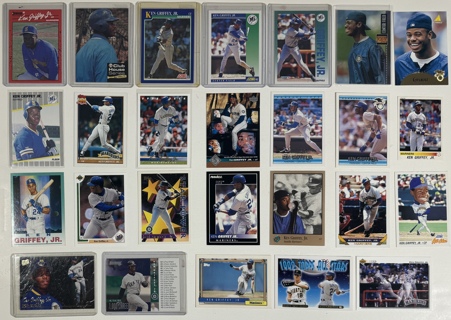 Ken Griffey Jr. HOFer Baseball Trading Cards Lot of 26 Including Rookie + Error Card!