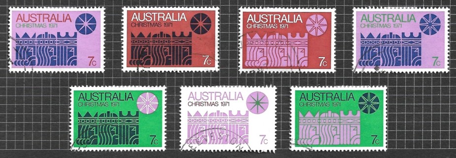 1971 Australia Sc508a-g complete Christmas Kings set of 7 used 