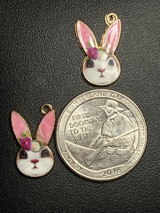 BUNNY/RABBIT FACE CHARMS~#18~SET OF 2 CHARMS~FREE SHIPPING!