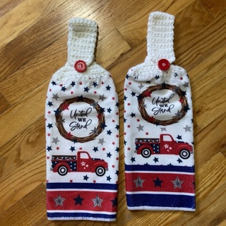 BN Pair of Hand Crochet Kitchen Towels .