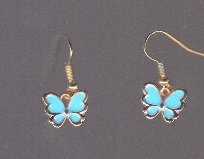 GP ENAMEL AQUA BUTTERFLY EARRINGS (PLEASE READ DESCRIPTION)