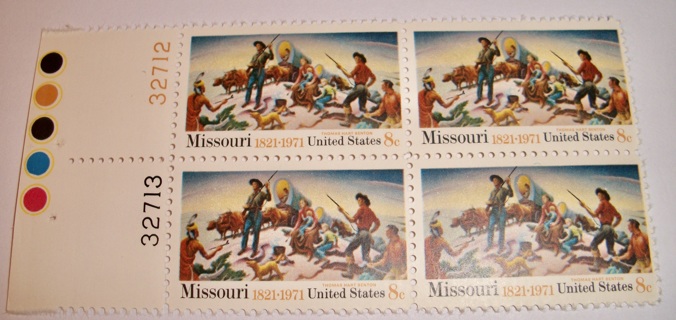 Scott #1426 Missouri 1821-1971, Pane of 4 Useable 8¢ US Postage Stamps