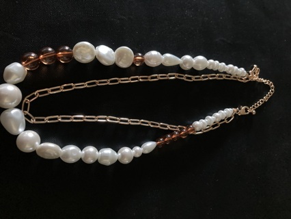 Faux Pearl / gold chain Necklace (New # 1)