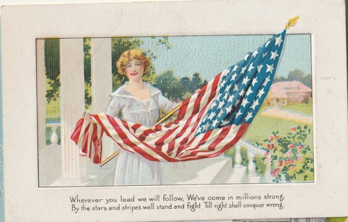 Vintage Unused Postcard: Pre Linen: Wherever You Lead We Will Follow