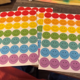 3 happy face stickers 