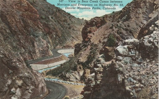 Vintage Used Postcard: 1941 Bear Creek Canyon, Denver Mountain Parks, CA