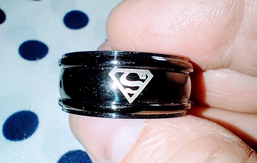 RING SUPERMAN BLACK STAINLESS STEEL SIZE 12 BE THE MAN OF STEEL WITH THIS STAINLESS STEEL BEAUTY WOW