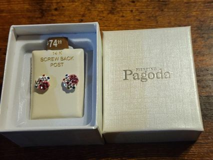 Piercing Pagoda 14k gold earrings cupcake style retails $74.99