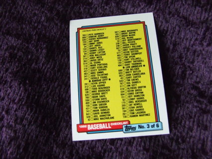 1992 Baseball Checklist #3 of 6 Topps Card #366