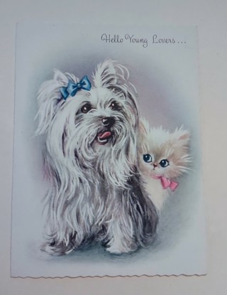 Vintage Cute Dog Anniversary Card - Unused