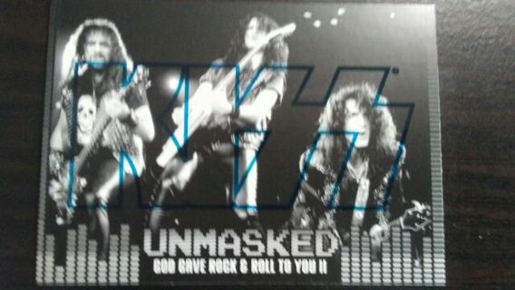 2009 KISS 360/PRESSPASS- UNMASKED- GOD GAVE ROCK & ROLL TO YOU II- BLUE EDITION TRADING CARD# 8