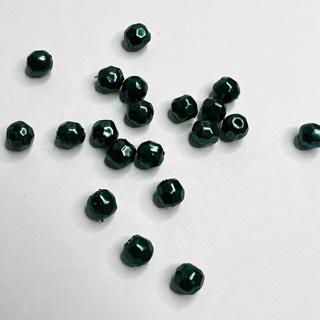 Green Faceted 7mm Round Beads 