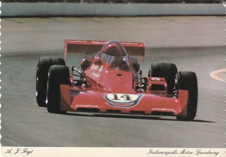 Vintage Unused Postcard: A. J. Foyt Racing, Indianapolis Motor Speedway